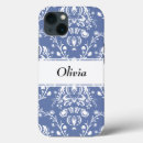 Search for blue damask pattern iphone cases White