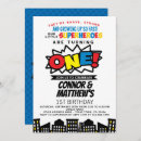 Search for superhero 1st birthday invitations For kids