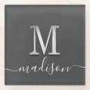 Search for silver and white coasters Monogrammed