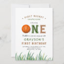 Search for basketball 1st birthday invitations Cute