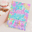 Search for summer birthday invitations Neon pool party