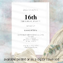 Search for white sweet 16 invitations Typography