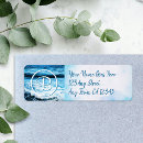 Search for blue monogram return address labels Tropical