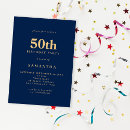 Search for blue and gold 50th birthday invitations Typography