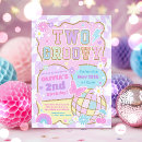 Search for two groovy birthday invitations Girl 2nd birthday
