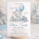 Search for blue elephant birthday invitations Baby boy birthday