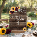 Search for sunflower numbers table cards Barn wood
