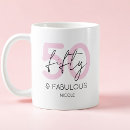 Search for pink 50th birthday mugs Script