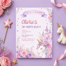Search for unicorn 7th birthday invitations For kids