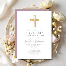 Search for pink and purple first communion invitations Girl