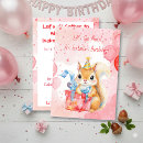 Search for squirrel birthday invitations Pink