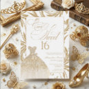 Search for fairytale sweet 16 invitations Gold glitter