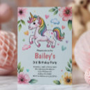 Search for unicorn 3rd birthday invitations Magical birthday party