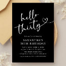 Search for black and white birthday invitations Thirty