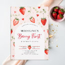Search for summer 1st birthday invitations Strawberry first birthday