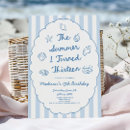 Search for turning 13 invitations Blue white stripes