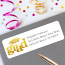 Search for gold graduation return address labels Gold and white