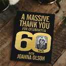 Search for 60th thank you cards Black and gold