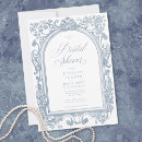 Search for blue floral bridal shower invitations Traditional