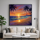 Search for beach at sunset art Palm