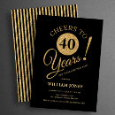 Search for man 40th birthday invitations Black gold