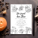 Search for she found her boo bridal shower invitations Black and white