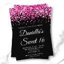 Search for pink black sweet 16 invitations Luxury