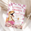 Search for three rex girl birthday invitations Pink dinosaur birthday