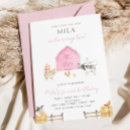 Search for pink farm birthday invitations Petting zoo party