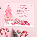 Search for snowman birthday invitations Pink