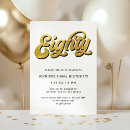 Search for black and gold 80th birthday invitations Script