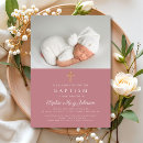 Search for girl photo christening invitations Modern