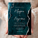 Search for teal blue and silver wedding invitations Elegant