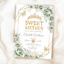 Search for gold green sweet 16 invitations Elegant chic
