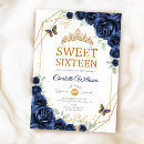 Search for navy blue sweet 16 invitations Butterfly