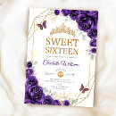 Search for purple sweet 16 invitations Watercolor floral