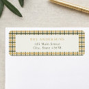 Search for green plaid return address labels Vintage
