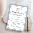 Search for blue gold 50th wedding anniversary invitations Elegant
