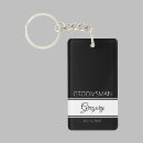Search for wedding monogram rectangular key rings Black