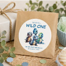 Search for wild one first birthday stickers Jungle safari party
