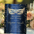 Search for navy blue masquerade party invitations Elegant