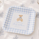 Search for blue gingham plates Teddy bear baby shower