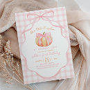 Search for pumpkin girl 1st birthday invitations Gingham