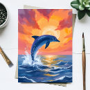 Search for leaping dolphins postcards Blue