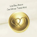 Search for two hearts wedding stickers Gold
