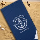 Search for boat beach towels Navy blue and white