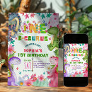 Search for dino 1st birthday invitations Stomp chomp rawr