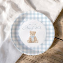 Search for blue gingham plates Teddy bear baby shower