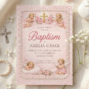 Search for pink lace christening invitations Gold cross