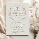 Search for pink cross first communion invitations Botanical